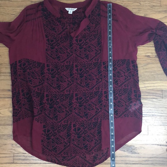 Lucky Brand Red Long Sleeve Sheer Blouse Size M - Picture 7 of 7